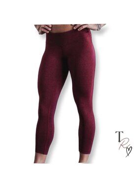 NOBULL Mid Rise Cropped Workout Crossfit Leggings Heathered Red Size Large